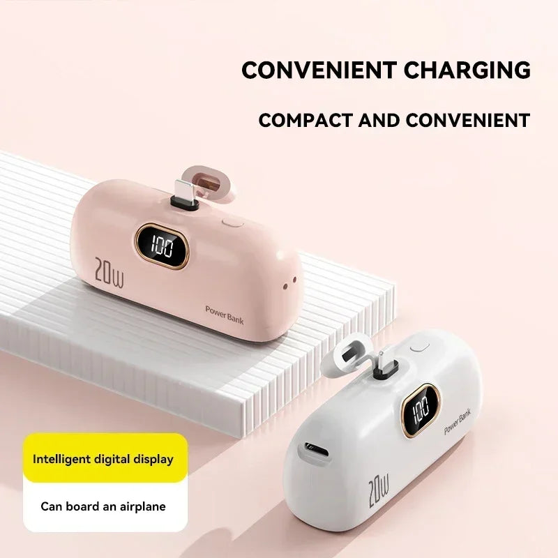 New 50000mAh Mini Power Bank Fast Charging Portable Charger External Spare Battery for IPhone Xiaomi Huawei Capsule Powerbank