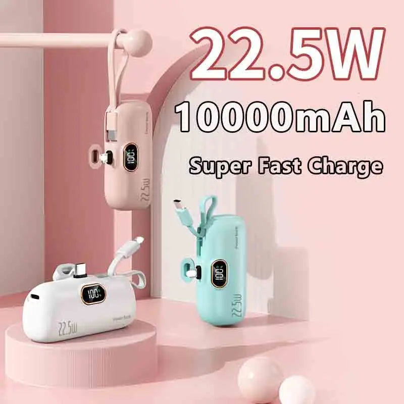 10000mAh Portable Mini Power Bank Capsule Mobile Powerbank PD20W Fast Charger External Battery For Type-c Iphone